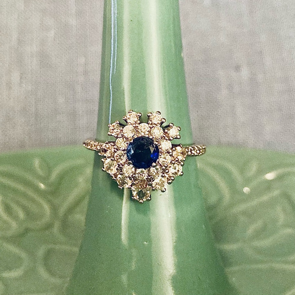 Bomb Party - “Lovely Oasis” Ring - Sapphire Tourmaline/Rhodium - Size 8